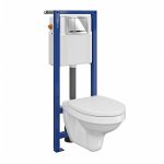 Set vas wc suspendat Delfi cu capac soft close, rezervor incastrat System 01 si clapeta crom lucios, Cersanit