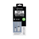 Cablu de date Lemontti, USB Type C, 1.5 m, Gri