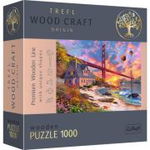 Puzzle din lemn 1000 piese. Apus la Golden Gate, Trefl, 