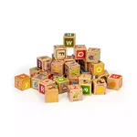 Cuburi educationale din lemn cu litere, cifre si imagini Ecotoys HM014520, Ecotoys