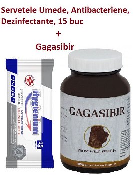 Servetele Umede, Antibacteriene, Dezinfectante, 15 buc + Gagasibir, 