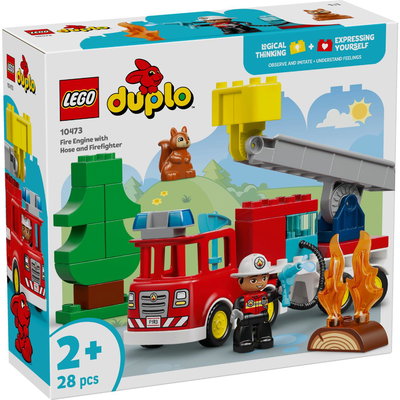 Set de constructie LEGO® DUPLO® Orasul meu Camion de pompieri cu furtun si pompier 10473, Jucarii pentru Copii de 2+ ani, Jucarii pentru Baieti, Jocuri Educative, Idee de Cadou pentru Copii