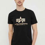 Alpha Industries tricou din bumbac Basic T-Shirt Foil Print culoarea negru, cu imprimeu 100501FP.583-BlackGold, Alpha Industries