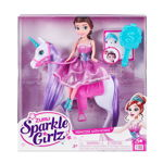 Set de joaca Papusa cu unicorn Sparkle Girlz, Multicolor