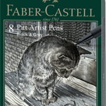 Pitt Artist Pen Set 8 Buc Negru&Gri Faber-Castell, Faber Castell