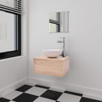vidaXL Set mobilier baie, 4 piese, bej, cu chiuvetă și robinet, vidaXL