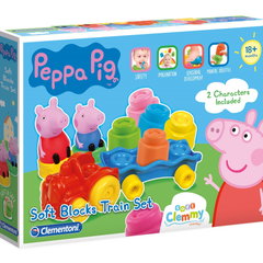 Set tren cu cuburi Soft Clemmy, +18 luni, Peppa Pig, Clementoni