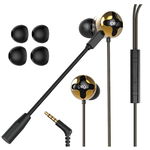 Casti In-Ear iPega PG-R012 cu microfon reglabil, Gaming, Jack 3,5mm, Negru/Auriu, iPega