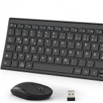 Set de tastatura si mouse iClever, aluminiu/ABS, negru