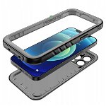 Carcasa waterproof TECH-PROTECT Shellbox MagSafe compatibila cu iPhone 15 Pro, IP68, Protectie display, Negru, TECH-PROTECT