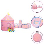 vidaXL Cort de joacă pentru copii cu 250 bile, roz, 301x120x128 cm, vidaXL