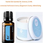 Pachet Ulei Esential Air, Doterra, 15 ML + Lumanare Parfumata Crema, Bergamont Clarity, 200ml/225g, Doterra
