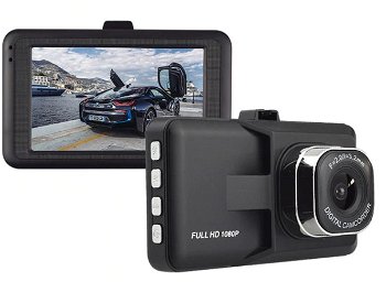 Camera Video Auto Techstar® T616, Display LCD 3 inch, Full HD, Rezolutie 1080P, G-Sensor, Night Vision, Unghi de filmare 140°, Negru, 