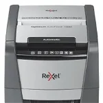 Distrugator documente si carduri automat Rexel Optimum AutoFeed+ 100M RX-2020100MEU, P5, 100 Coli, Cos 34 L (Negru), Rexel