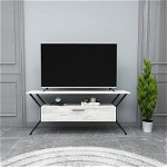 Comoda TV, Kalune Design, Tarz, 124x54x35 cm, Gri/Negru, Kalune Design