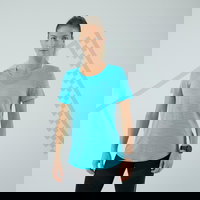 Tricou fără cusături Alergare și trail KIPRUN Run 500 Confort Verde Damă