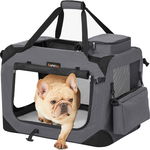 Geanta de transport pentru animale de companie M, Feandrea, max 7-11 kg, 60x42x42 cm, tesatura Oxford/otel, gri, Feandrea