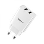 Incarcator de retea universal BASEUS Speed Mini Dual U 2xUSB 2.1A 10.5W alb CCFS-R02, BASEUS