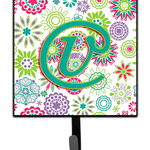 Caroline`s Treasures Litera V Flori roz Teal verde lesa inițială sau suport cheie 7Hx4.25W, 