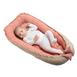 Cosulet bebelus pentru dormit din tesatura de in Kidizi Baby Nest Cocoon 90x50 cm Pink, Kidizi