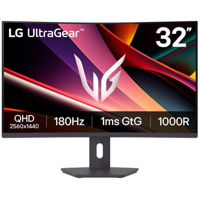 Monitor Gaming Curbat LG UltraGear™ 32G600A-B, 32", QHD (2560x1440), VA, 180Hz, 1ms (GtG), curbura 1000R, HDR10, AMD FreeSync™, VESA AdaptiveSync, Crosshair, Black Stabilizer, FPS Counter, Dynamic Action Sync, AntiFlicker, HDMI, DP, VESA 100x100mm, Negru