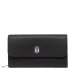 Tommy Hilfiger Portofel Mare de Damă Th Element Large Flap Wallet AW0AW12079 Negru