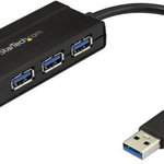 Hub USB Startech ST4300MINI, 4x USB 3.0, Fast Charge (Negru), Startech