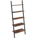 Biblioteca Ladder Industrial, Vasagle, 64 x 35 x 186 cm, fier/PAL, maro, Vasagle