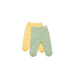 Set 2 pantalonasi cu botosei Printed, BabyCosy, 50% modal+50% bumbac, Lamaie/Verde (Marime: 3-6 Luni), BabyCosy