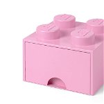 Cutie depozitare Lego 2x2 cu sertar roz 