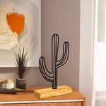 Decoratiune, Cactus, 22x41x4 cm, Metal, Negru, Tanelorn