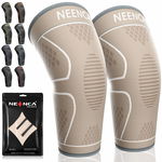 Set 2 genunchiere NEENCA, nailon/silicon, bej/alb, M