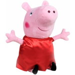 Jucarie din plus peppa pig cu rochie rosie din satin, 25 cm, Play by Play