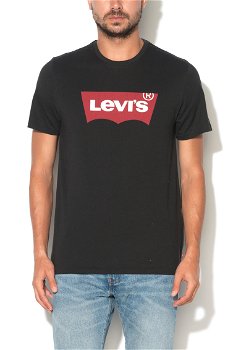 Tricou negru cu imprimeu logo, Levis