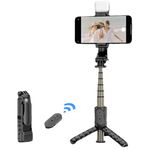 Selfie Stick cu Trepied si Telecomanda, 70cm, Mini - Techsuit (Q10s) - Black, Techsuit