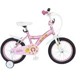 Bicicleta copii BONANZA 16" Little Lady G1602B, culoare roz/alb, roti ajutatoare, varsta 4-6 ani, Bonanza