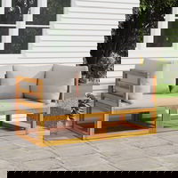 vidaXL Canapele colț modulare, 2 buc, perne gri deschis, lemn acacia, vidaXL