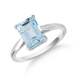 Inel din aur alb de 14K cu topaz albastru-deschis de 1.9ct