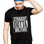 Tricou negru barbati - Straight Outta Militari, THEICONIC