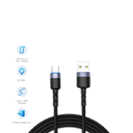 Tellur cablu USB-Type C LED nailon 1.2m TLL Black, tellur
