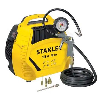 Compresor aer profesional fara ulei Stanley STN595, 1.5 CP, 8 bar presiune lucru, 180 l/min debit aer, Stanley