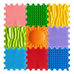 Covoras ortopedic, senzorial, set puzzle, 9 piese cu diferite texturi, Stimulative Rainbow, ORTOTO®