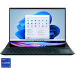 Ultrabook Asus ZenBook Pro Duo 15 OLED UX582ZM-H2022X (Procesor Intel® Core™ i7-12700H (24M Cache, up to 4.7 GHz), 15.6" UHD Touch, 32GB, 1TB SSD, nVidia GeForce RTX 3060 @6GB, Win11 Pro, Albastru)