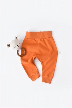 Pantaloni Bebe Unisex din bumbac organic Portocaliu BabyCosy
