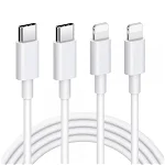 Set 2 cabluri PD de incarcare / transfer date 20W USB Type-C – Lightning compatibile cu Apple/ iPhone/ iPad/ iPod 1m + 2m alb, krasscom