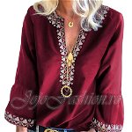 Bluza de dama bordo cu motive traditionale Faiza, 