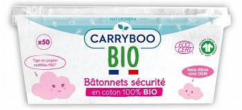 Betisoare cu bumbac BIO securizate pentru bebelusi Carryboo, Carryboo
