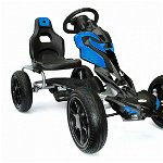 GO Kart cu pedale, 5-10 ani, Kinderauto Thunder, roti EVA, culoare albastra, Hollicy