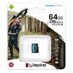 Card de Memorie MicroSD Kingston Canvas GO Plus, 64GB, Adaptor SD, Class 10, KINGSTON