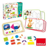 Set mozaic magnetic cu 12 carduri și 24 de forme geometrice